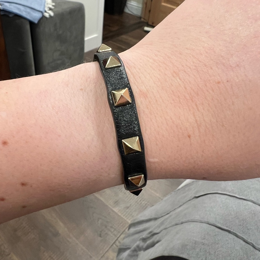 Black Leather Studded Bracelet